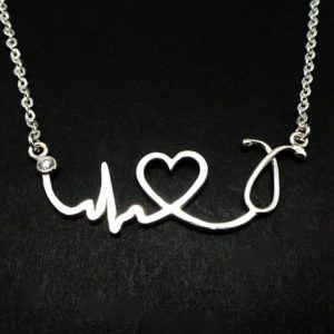 Christmas Gifts for Nurses - Sterling Silver Heartbeat Necklace