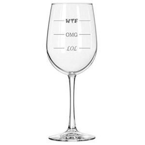 Funny Gifts for Wine Lovers - LOL-OMG-WTF Wine Glass