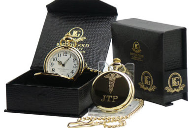 Gifts for Doctors - Monogrammed Gold-Plated Caduceus Pocket Watch