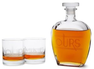 Unique Valentine's Day Presents for Him - “Yours, Mine, and Ours” Engraved Decanter Set