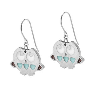 Owl gifts for her - blue owl earrings